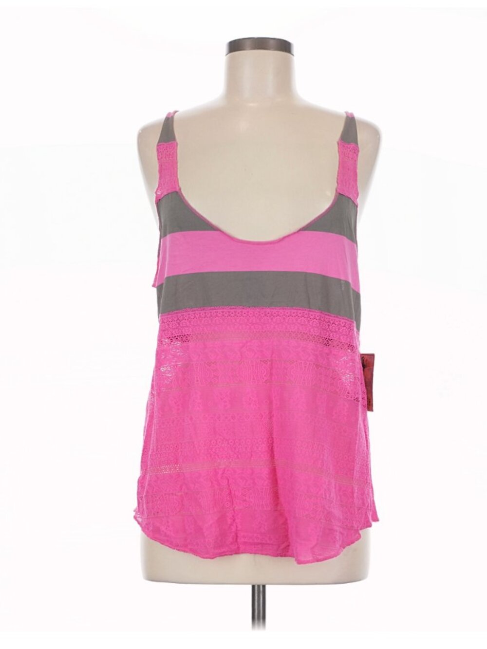 We The Free (Free People) Women's Scoop-Neck Knit and Lace Racerback -Med - NWT